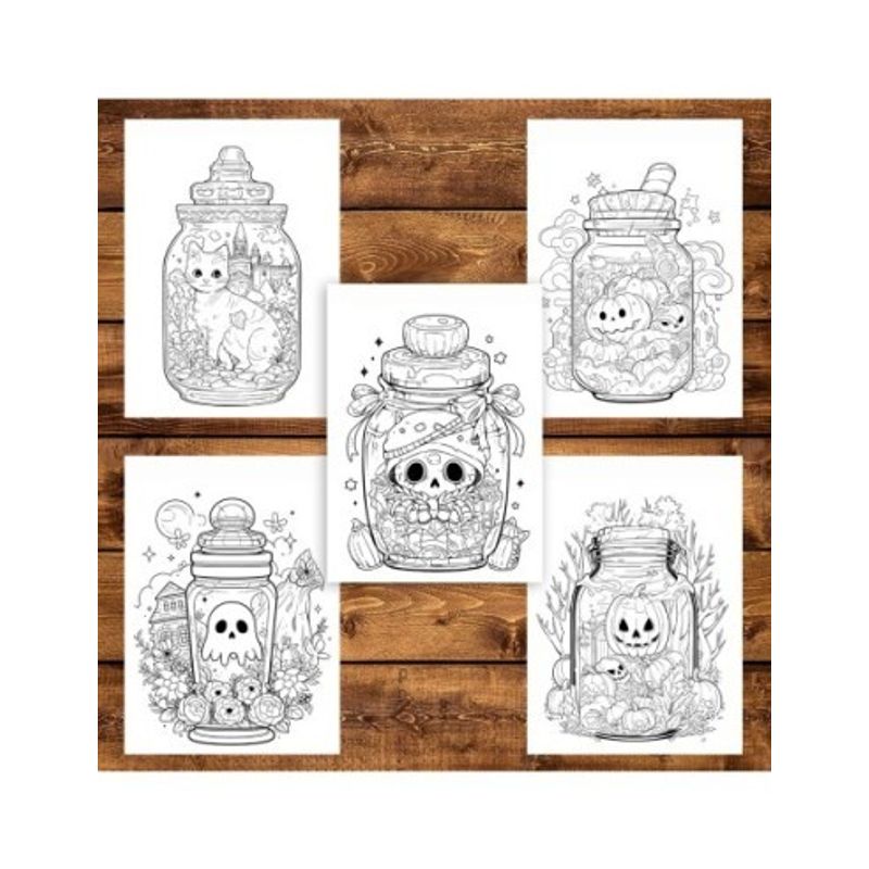 Carti si Birotica - Carti - Carti pentru copii - Carti de colorat - Carte de colorat pentru adulti, 50 de ilustratii, Halloween pufos - Volumul I, 106 pagini, A5 - Infinity.ro