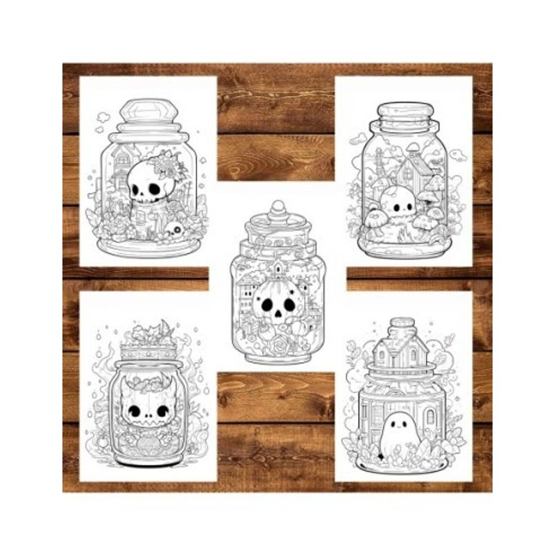 Carti si Birotica - Carti - Carti pentru copii - Carti de colorat - Carte de colorat pentru adulti, 50 de ilustratii, Halloween pufos - Volumul I, 106 pagini, A5 - Infinity.ro