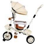 Jucarii, Copii si Bebe - Jucarii si jocuri - Jucarii de exterior - Triciclete - Tricicleta Evolutiva KD-X06 pentru copii, cu scaun rotativ 360°, pozitie de somn si roti din cauciuc, 9 luni – 6 ani, bej - Infinity.ro