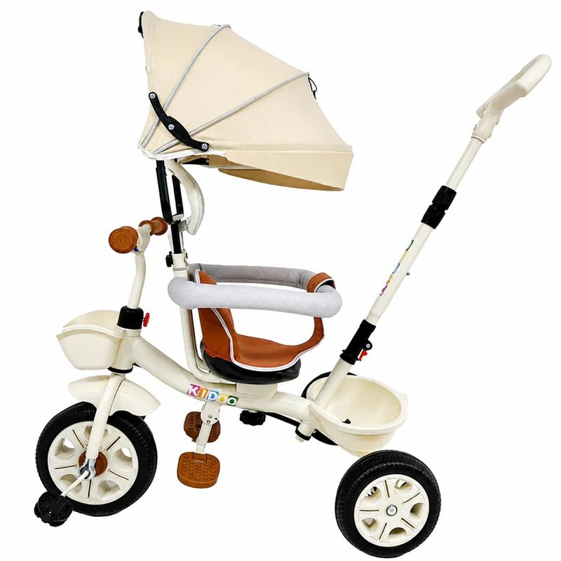 Jucarii, Copii si Bebe - Jucarii si jocuri - Jucarii de exterior - Triciclete - Tricicleta Evolutiva KD-X06 pentru copii, cu scaun rotativ 360°, pozitie de somn si roti din cauciuc, 9 luni – 6 ani, bej - Infinity.ro