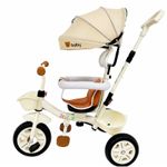 Jucarii, Copii si Bebe - Jucarii si jocuri - Jucarii de exterior - Triciclete - Tricicleta Evolutiva KD-X06 pentru copii, cu scaun rotativ 360°, pozitie de somn si roti din cauciuc, 9 luni – 6 ani, bej - Infinity.ro