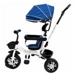 Jucarii, Copii si Bebe - Jucarii si jocuri - Jucarii de exterior - Triciclete - Tricicleta Evolutiva KD-X06 copii, cu scaun rotativ 360°, pozitie de somn si roti din cauciuc, 9 luni–6 ani, albastru - Infinity.ro