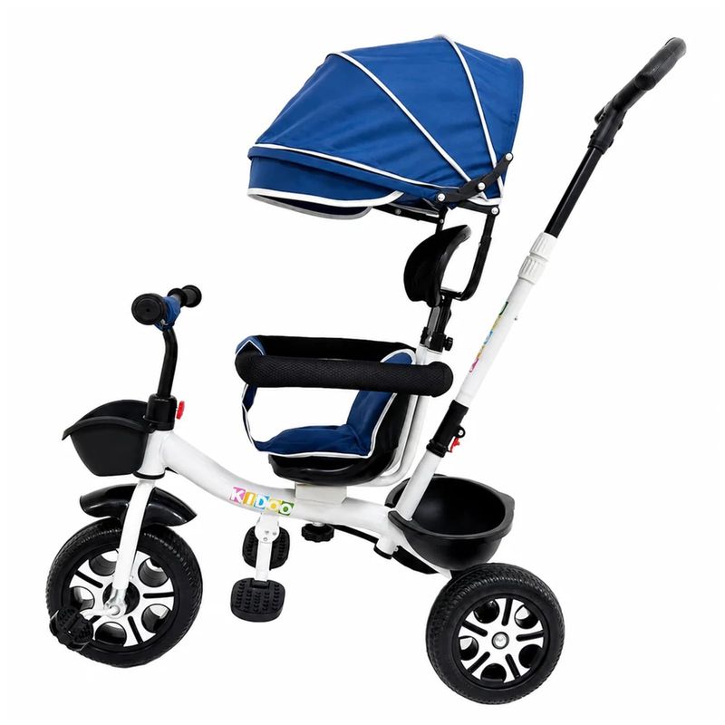 Jucarii, Copii si Bebe - Jucarii si jocuri - Jucarii de exterior - Triciclete - Tricicleta Evolutiva KD-X06 copii, cu scaun rotativ 360°, pozitie de somn si roti din cauciuc, 9 luni–6 ani, albastru - Infinity.ro