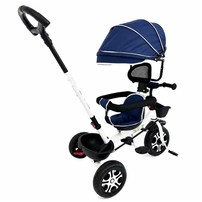 Jucarii, Copii si Bebe - Jucarii si jocuri - Jucarii de exterior - Triciclete - Tricicleta Evolutiva KD-X06 copii, cu scaun rotativ 360°, pozitie de somn si roti din cauciuc, 9 luni–6 ani, albastru - Infinity.ro