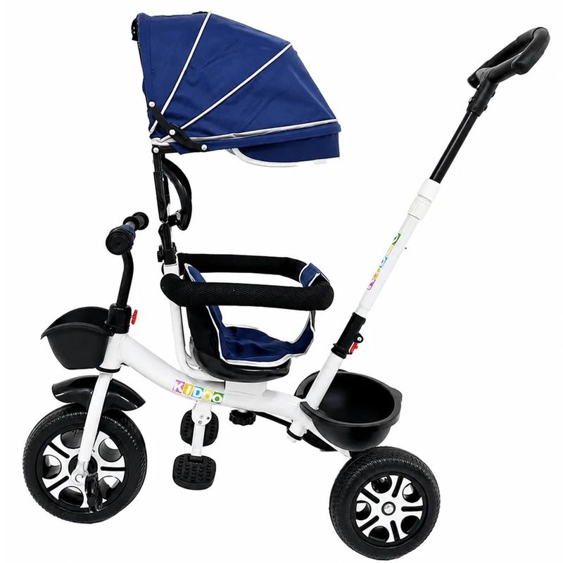 Jucarii, Copii si Bebe - Jucarii si jocuri - Jucarii de exterior - Triciclete - Tricicleta Evolutiva KD-X06 copii, cu scaun rotativ 360°, pozitie de somn si roti din cauciuc, 9 luni–6 ani, albastru - Infinity.ro
