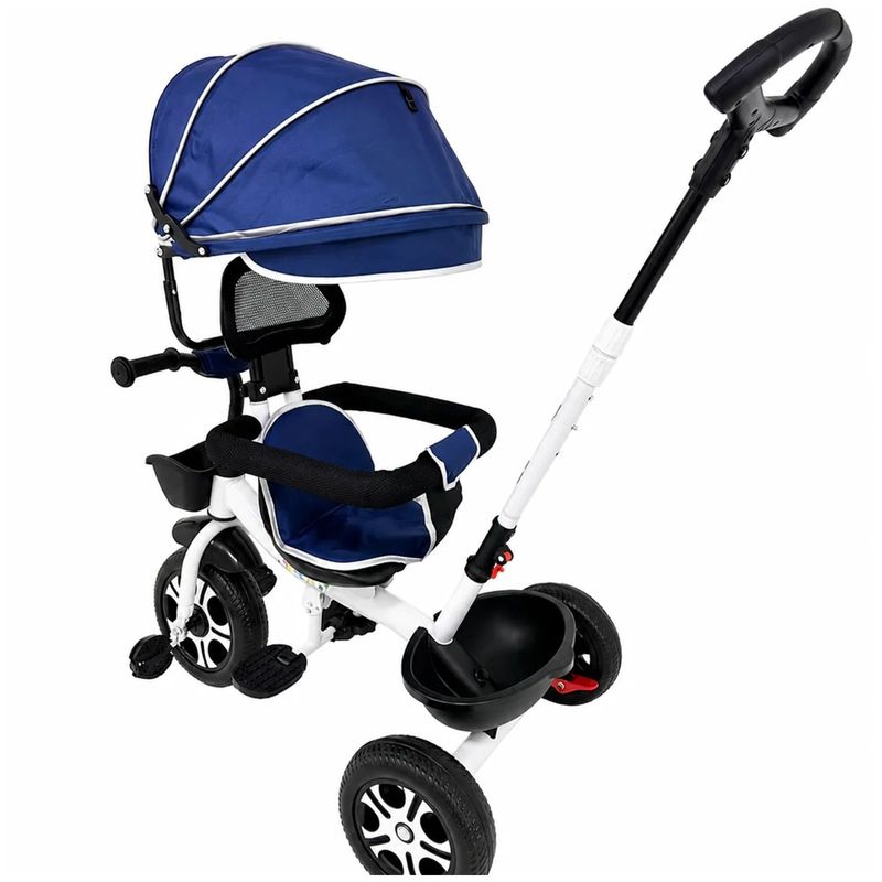 Jucarii, Copii si Bebe - Jucarii si jocuri - Jucarii de exterior - Triciclete - Tricicleta Evolutiva KD-X06 copii, cu scaun rotativ 360°, pozitie de somn si roti din cauciuc, 9 luni–6 ani, albastru - Infinity.ro