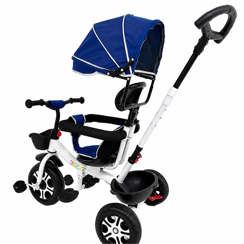 Jucarii, Copii si Bebe - Jucarii si jocuri - Jucarii de exterior - Triciclete - Tricicleta Evolutiva KD-X06 copii, cu scaun rotativ 360°, pozitie de somn si roti din cauciuc, 9 luni–6 ani, albastru - Infinity.ro