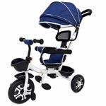 Jucarii, Copii si Bebe - Jucarii si jocuri - Jucarii de exterior - Triciclete - Tricicleta Evolutiva KD-X06 copii, cu scaun rotativ 360°, pozitie de somn si roti din cauciuc, 9 luni–6 ani, albastru - Infinity.ro