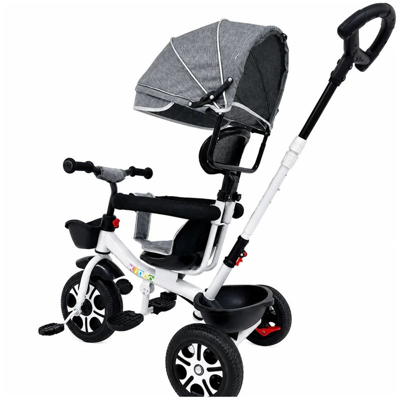 Jucarii, Copii si Bebe - Jucarii si jocuri - Jucarii de exterior - Triciclete - Tricicleta Evolutiva KD-X06 pentru copii, cu scaun rotativ 360°, pozitie de somn si roti din cauciuc, 9 luni – 6 ani, gri - Infinity.ro