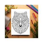 Carti si Birotica - Carti - Carti pentru copii - Carti de colorat - Carte de colorat pentru adulti, 50 de ilustratii, Lupi Mandala, 106 pagini, A5 - Infinity.ro