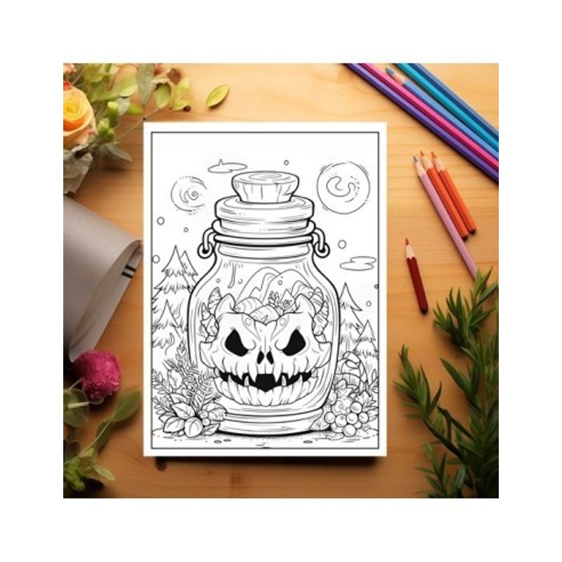 Carti si Birotica - Carti - Carti pentru copii - Carti de colorat - Carte de colorat pentru adulti, 50 de ilustratii, Halloween pufos - Volumul II, 106 pagini, A5 - Infinity.ro