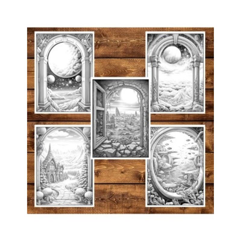 Carti si Birotica - Carti - Carti pentru copii - Carti de colorat - Carte de colorat pentru adulti, 50 de ilustratii, O lume paralela, 106 pagini, A5 - Infinity.ro