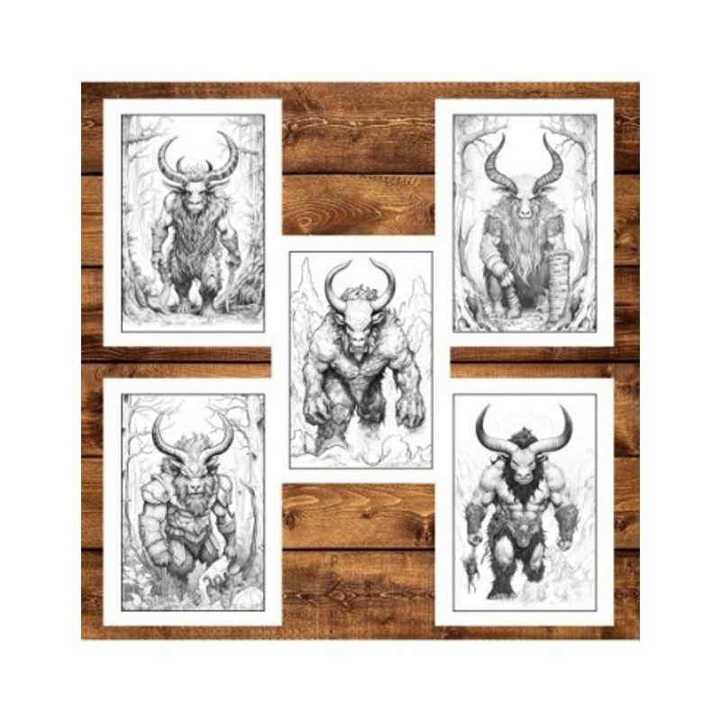 Carti si Birotica - Carti - Carti pentru copii - Carti de colorat - Carte de colorat pentru adulti, 50 de ilustratii, Minotauri, 106 pagini, A5 - Infinity.ro