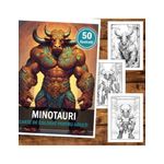 Carti si Birotica - Carti - Carti pentru copii - Carti de colorat - Carte de colorat pentru adulti, 50 de ilustratii, Minotauri, 106 pagini, A5 - Infinity.ro