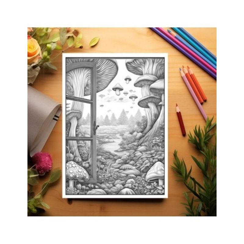 Carti si Birotica - Carti - Carti pentru copii - Carti de colorat - Carte de colorat pentru adulti, 50 de ilustratii, O lume paralela, 106 pagini, A5 - Infinity.ro