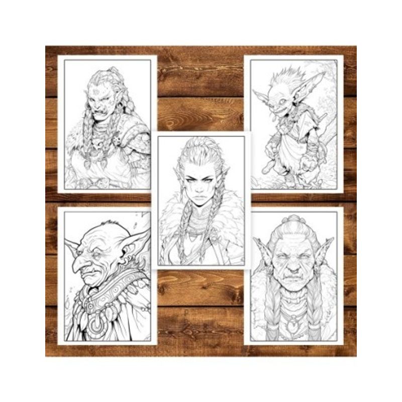 Carti si Birotica - Carti - Carti pentru copii - Carti de colorat - Carte de colorat pentru adulti, 50 de ilustratii, Orcs and Goblin, 106 pagini, A5 - Infinity.ro