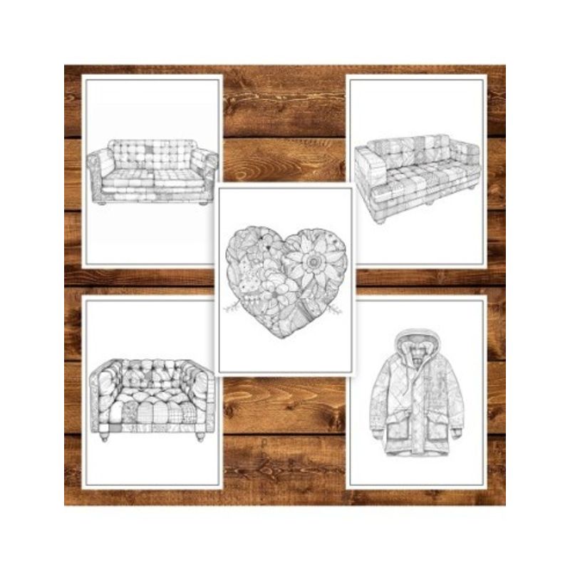 Carti si Birotica - Carti - Carti pentru copii - Carti de colorat - Carte de colorat pentru adulti, 50 de ilustratii, Patchwork, 106 pagini, A5 - Infinity.ro