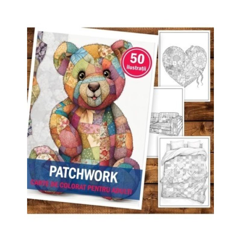 Carti si Birotica - Carti - Carti pentru copii - Carti de colorat - Carte de colorat pentru adulti, 50 de ilustratii, Patchwork, 106 pagini, A5 - Infinity.ro