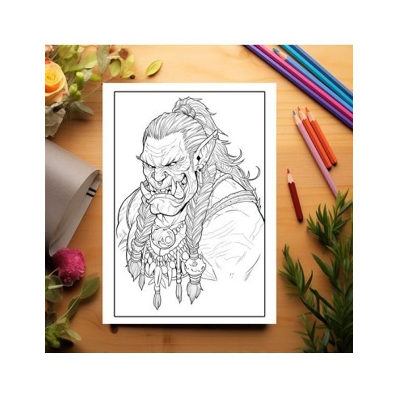 Carti si Birotica - Carti - Carti pentru copii - Carti de colorat - Carte de colorat pentru adulti, 50 de ilustratii, Orcs and Goblin, 106 pagini, A5 - Infinity.ro