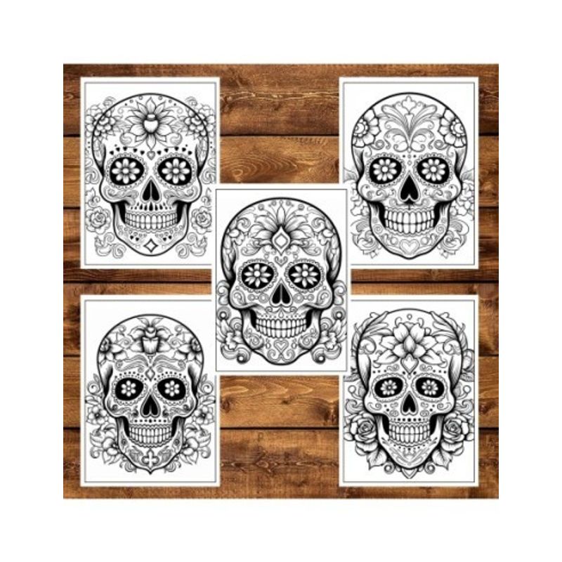 Carti si Birotica - Carti - Carti pentru copii - Carti de colorat - Carte de colorat pentru adulti, 50 de ilustratii, Sugar Skulls - Volumul I, 106 pagini, A5 - Infinity.ro