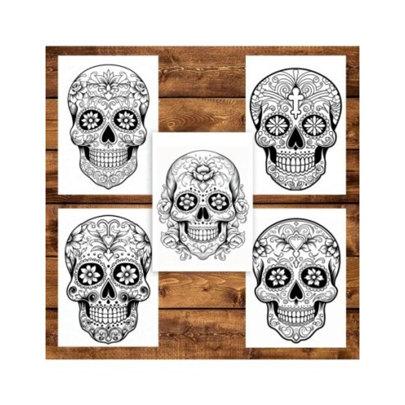 Carti si Birotica - Carti - Carti pentru copii - Carti de colorat - Carte de colorat pentru adulti, 50 de ilustratii, Sugar Skulls - Volumul I, 106 pagini, A5 - Infinity.ro