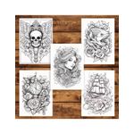 Carti si Birotica - Carti - Carti pentru copii - Carti de colorat - Carte de colorat pentru adulti, 50 de ilustratii, Tatuaje - Volumul I, 106 pagini, A5 - Infinity.ro