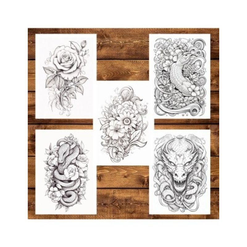 Carti si Birotica - Carti - Carti pentru copii - Carti de colorat - Carte de colorat pentru adulti, 50 de ilustratii, Tatuaje - Volumul I, 106 pagini, A5 - Infinity.ro