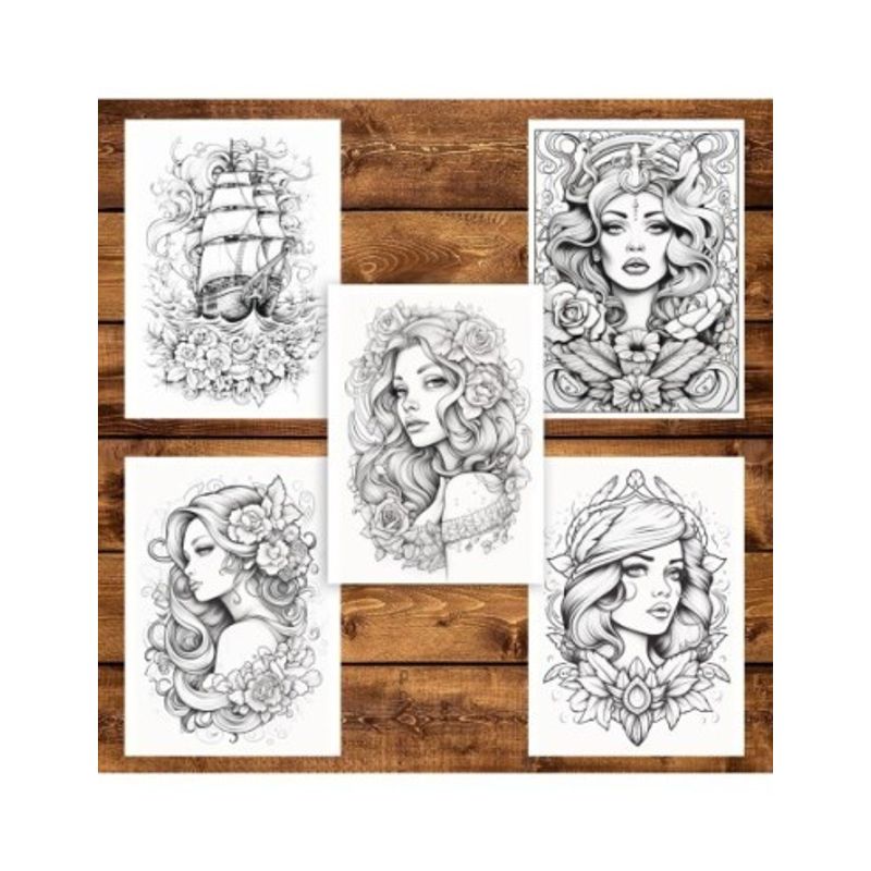 Carti si Birotica - Carti - Carti pentru copii - Carti de colorat - Carte de colorat pentru adulti, 50 de ilustratii, Tatuaje - Volumul II, 106 pagini, A5 - Infinity.ro