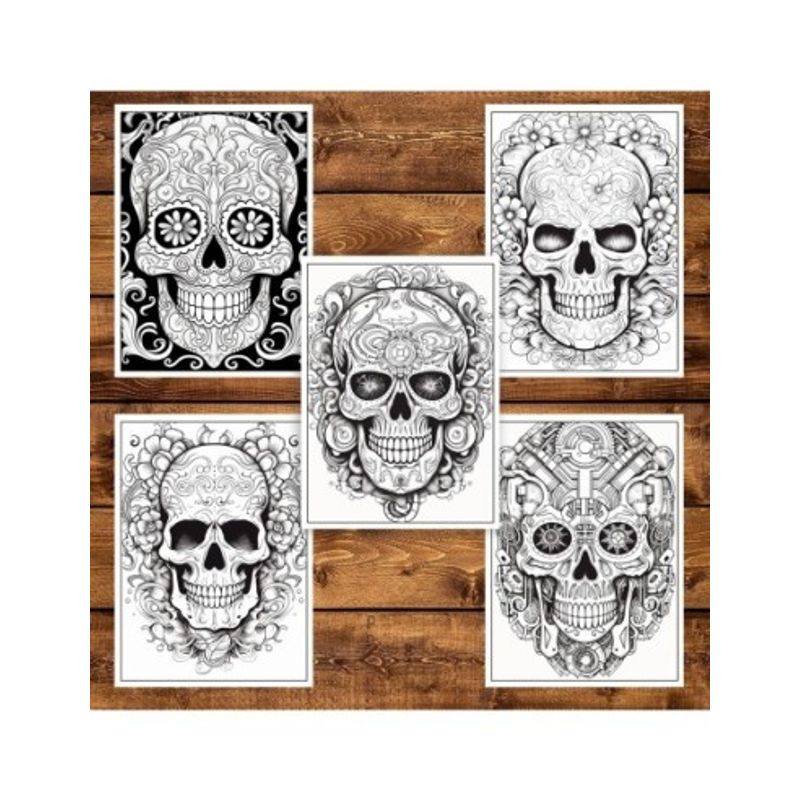 Carti si Birotica - Carti - Carti pentru copii - Carti de colorat - Carte de colorat pentru adulti, 50 de ilustratii, Sugar Skulls - Volumul II, 106 pagini, A5 - Infinity.ro