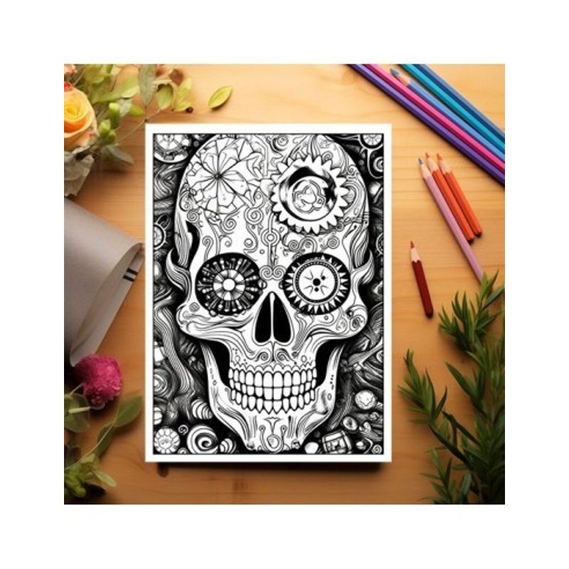 Carti si Birotica - Carti - Carti pentru copii - Carti de colorat - Carte de colorat pentru adulti, 50 de ilustratii, Sugar Skulls - Volumul II, 106 pagini, A5 - Infinity.ro