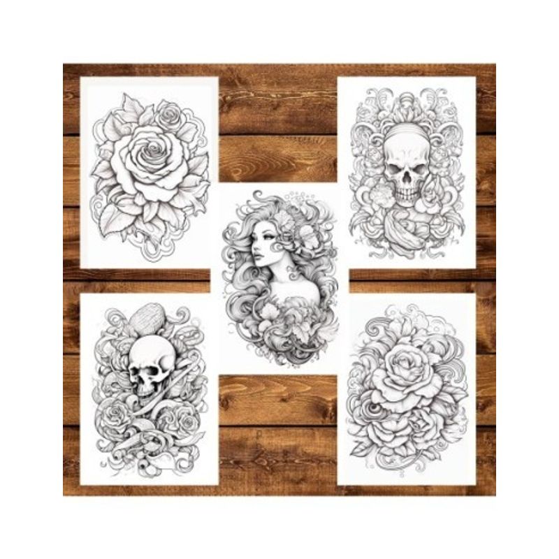 Carti si Birotica - Carti - Carti pentru copii - Carti de colorat - Carte de colorat pentru adulti, 50 de ilustratii, Tatuaje - Volumul II, 106 pagini, A5 - Infinity.ro