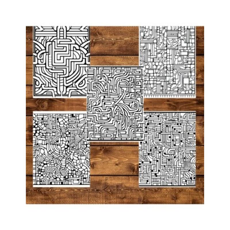 Carti si Birotica - Carti - Carti pentru copii - Carti de colorat - Carte de colorat pentru adulti, 50 de ilustratii, Tipare Abstracte, 106 pagini, A5 - Infinity.ro