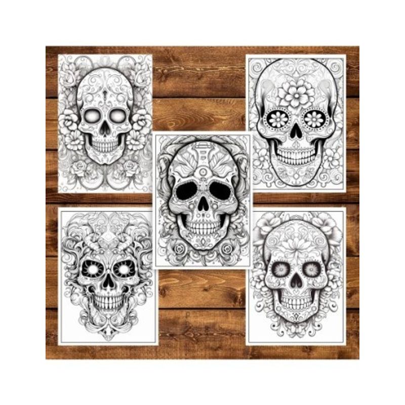 Carti si Birotica - Carti - Carti pentru copii - Carti de colorat - Carte de colorat pentru adulti, 50 de ilustratii, Sugar Skulls - Volumul III, 106 pagini, A5 - Infinity.ro