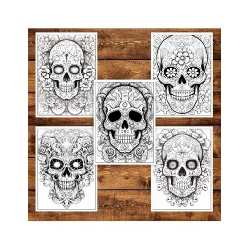 Carti si Birotica - Carti - Carti pentru copii - Carti de colorat - Carte de colorat pentru adulti, 50 de ilustratii, Sugar Skulls - Volumul II, 106 pagini, A5 - Infinity.ro