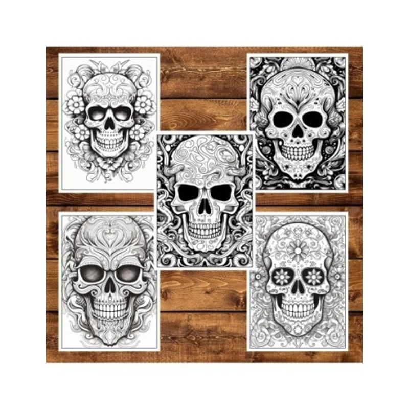 Carti si Birotica - Carti - Carti pentru copii - Carti de colorat - Carte de colorat pentru adulti, 50 de ilustratii, Sugar Skulls - Volumul II, 106 pagini, A5 - Infinity.ro
