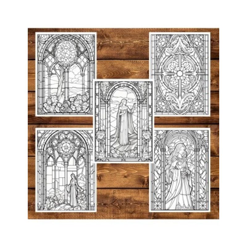 Carti si Birotica - Carti - Carti pentru copii - Carti de colorat - Carte de colorat pentru adulti, 50 de ilustratii, Vitralii Fermecatoare - Volumul III, 106 pagini, A5 - Infinity.ro