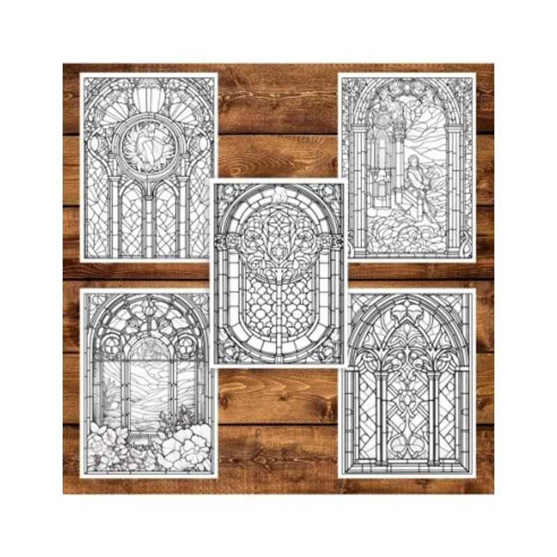 Carti si Birotica - Carti - Carti pentru copii - Carti de colorat - Carte de colorat pentru adulti, 50 de ilustratii, Vitralii Fermecatoare - Volumul III, 106 pagini, A5 - Infinity.ro