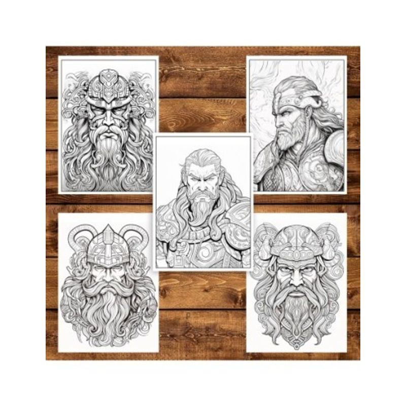 Carti si Birotica - Carti - Carti pentru copii - Carti de colorat - Carte de colorat pentru adulti, 50 de ilustratii, Vikingi, 106 pagini, A5 - Infinity.ro