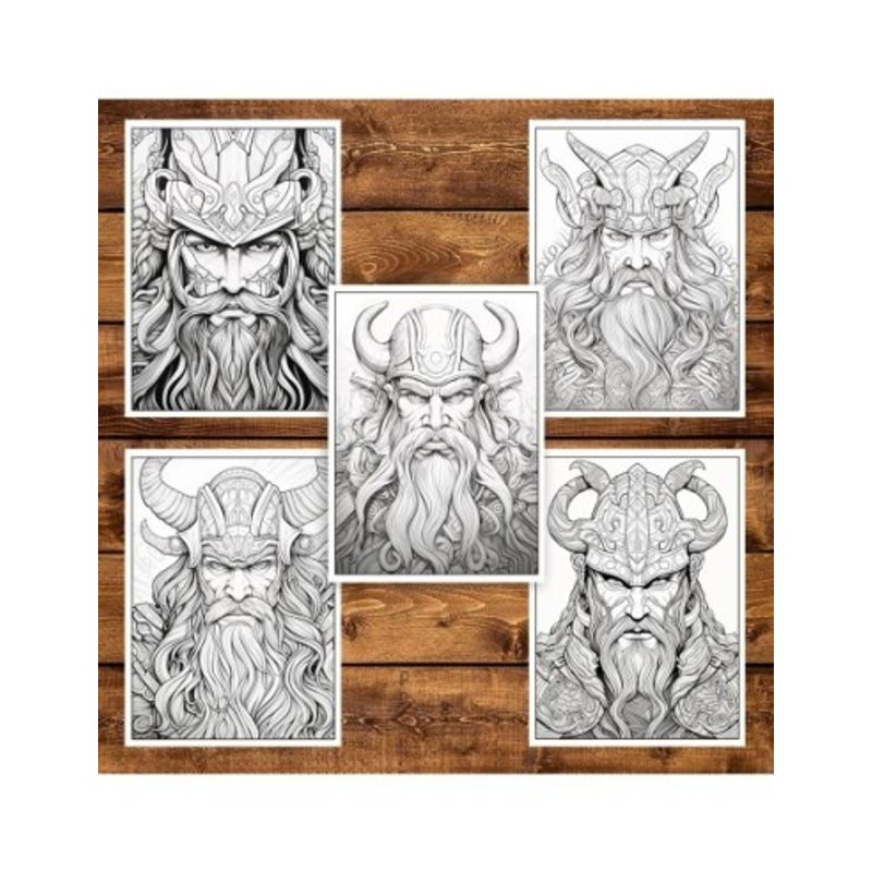 Carti si Birotica - Carti - Carti pentru copii - Carti de colorat - Carte de colorat pentru adulti, 50 de ilustratii, Vikingi, 106 pagini, A5 - Infinity.ro