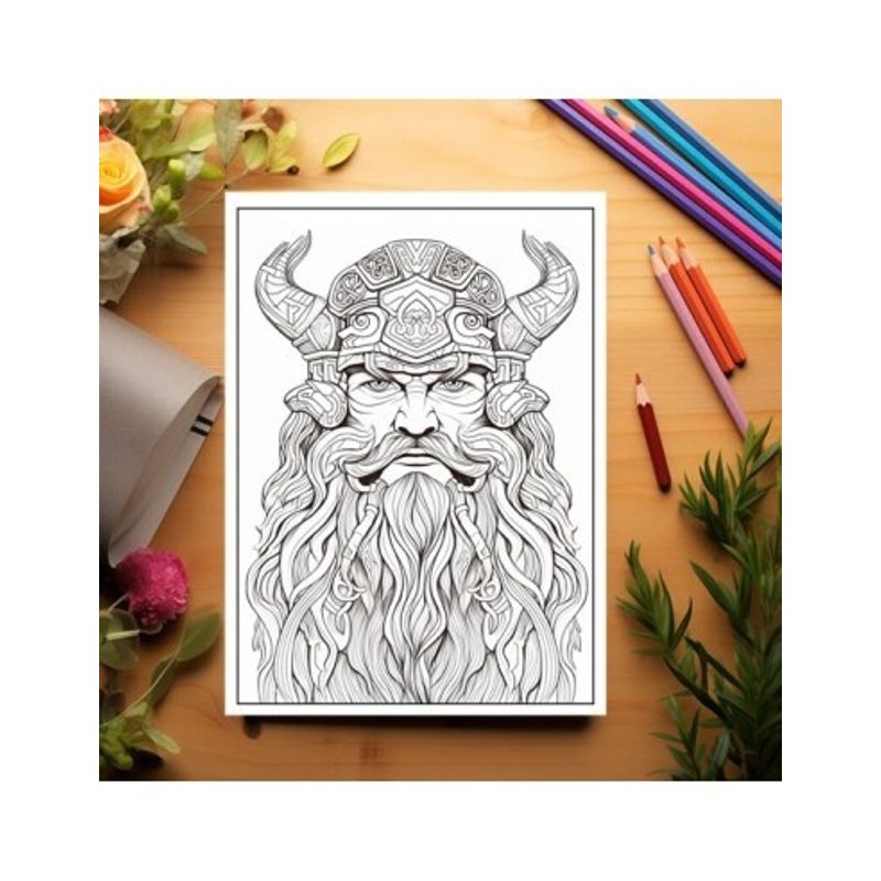 Carti si Birotica - Carti - Carti pentru copii - Carti de colorat - Carte de colorat pentru adulti, 50 de ilustratii, Vikingi, 106 pagini, A5 - Infinity.ro