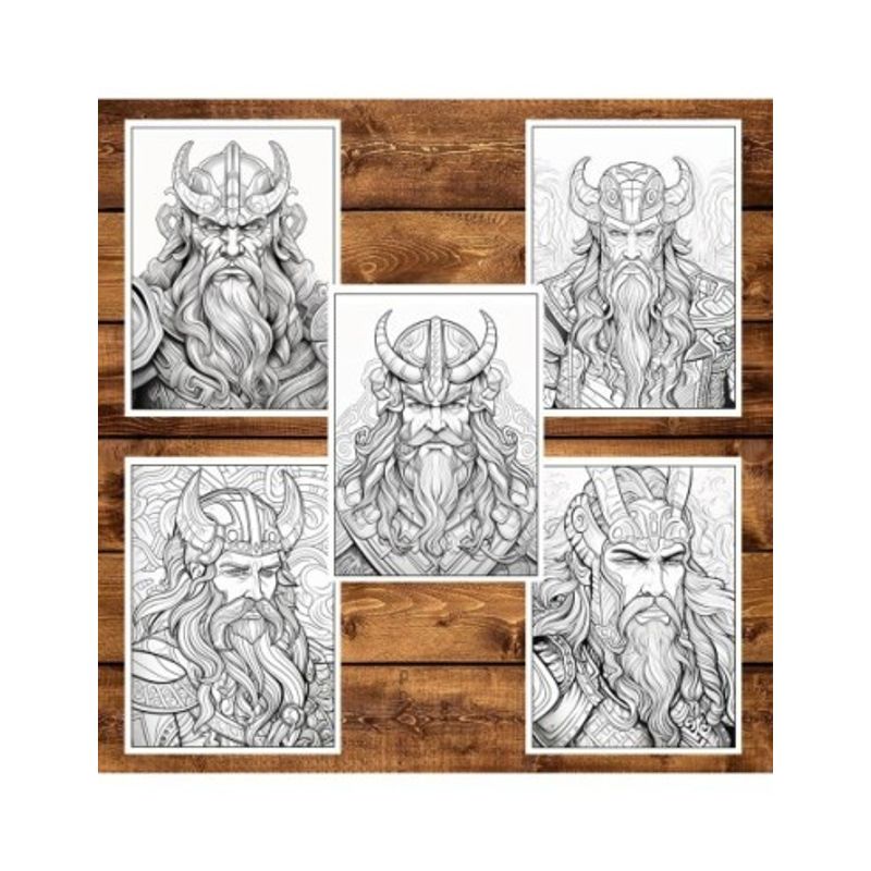 Carti si Birotica - Carti - Carti pentru copii - Carti de colorat - Carte de colorat pentru adulti, 50 de ilustratii, Vikingi, 106 pagini, A5 - Infinity.ro