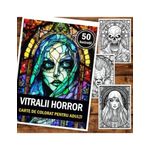 Carti si Birotica - Carti - Carti pentru copii - Carti de colorat - Carte de colorat pentru adulti, 50 de ilustratii, Vitralii Horror, 106 pagini, A5 - Infinity.ro