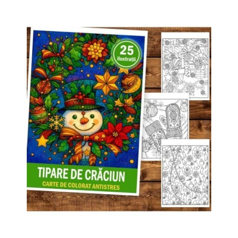 Carti si Birotica - Carti - Carti pentru copii - Carti de colorat - Carte de colorat pentru copii , 25 de ilustratii Tipare de Craciun, 56 pagini, A5 - Infinity.ro