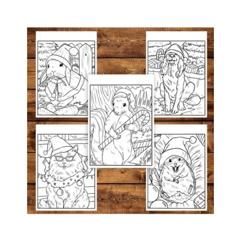 Carti si Birotica - Carti - Carti pentru copii - Carti de colorat - Carte de colorat pentru copii , 30 de ilustratii Animalute Festive - Volumul II, 66 pagini, A5 - Infinity.ro