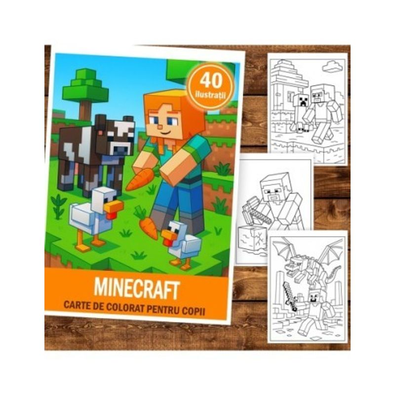Carti si Birotica - Carti - Carti pentru copii - Carti de colorat - Carte de colorat pentru copii , 40 de ilustratii Minecraft, 86 pagini, A5 - Infinity.ro