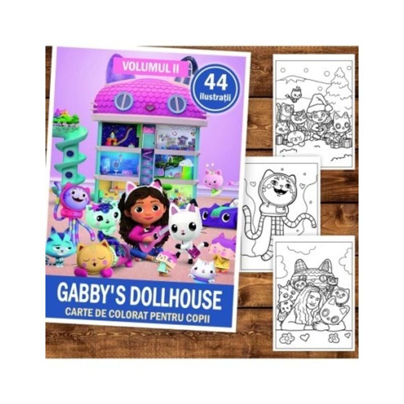 Carti si Birotica - Carti - Carti pentru copii - Carti de colorat - Carte de colorat pentru copii , 44 de ilustratii Gabby's Dollhouse - Volumul II, 88 pagini, A5 - Infinity.ro