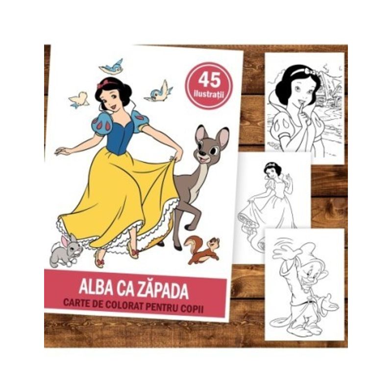 Carti si Birotica - Carti - Carti pentru copii - Carti de colorat - Carte de colorat pentru copii , 45 de ilustratii Alba ca Zapada, 96 pagini, A5 - Infinity.ro