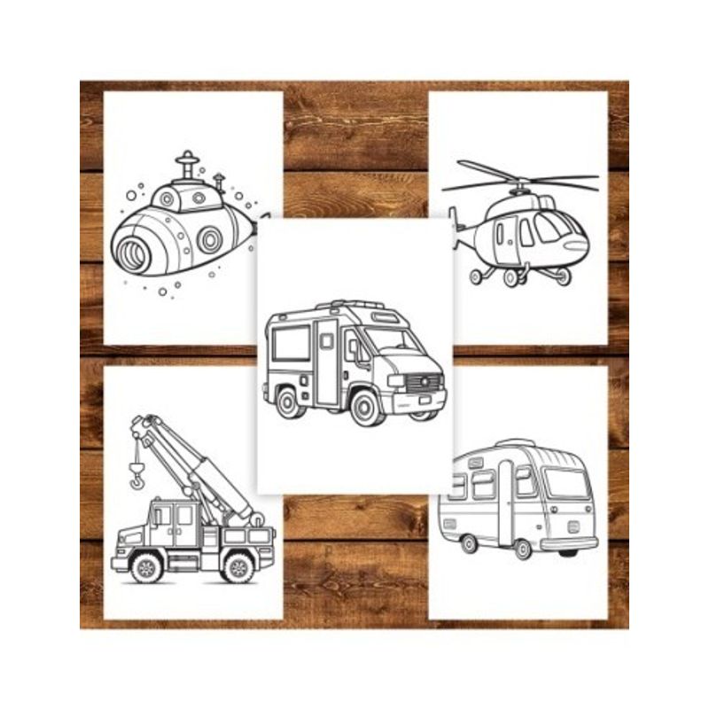 Carti si Birotica - Carti - Carti pentru copii - Carti de colorat - Carte de colorat pentru copii , 40 de ilustratii Vehicule, 86 pagini, A5 - Infinity.ro