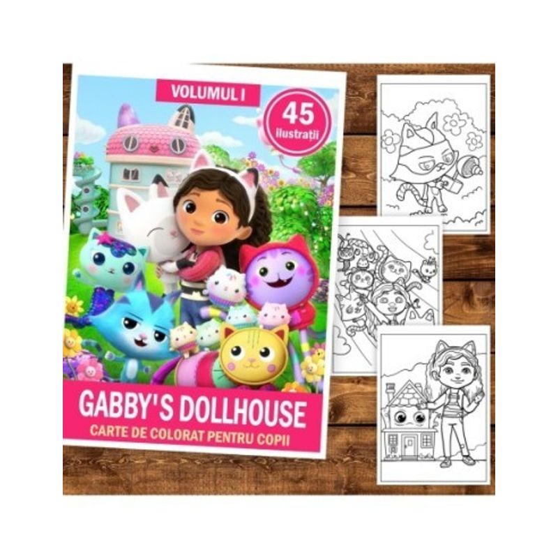 Carti si Birotica - Carti - Carti pentru copii - Carti de colorat - Carte de colorat pentru copii , 45 de ilustratii Gabby's Dollhouse - Volumul I, 90 pagini, A5 - Infinity.ro