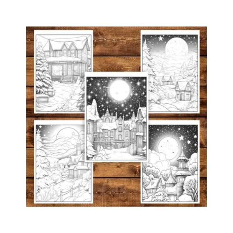 Carti si Birotica - Carti - Carti pentru copii - Carti de colorat - Carte de colorat pentru copii , 45 de ilustratii Nopti de Iarna, 96 pagini, A5 - Infinity.ro